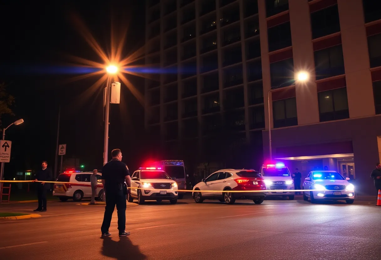 Police responding to a shooting incident at a hotel