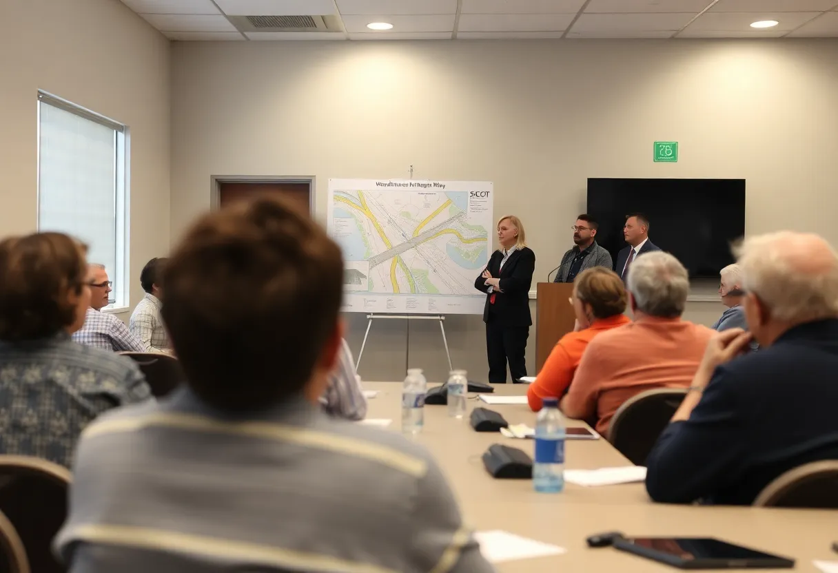 Community members engaging at a bridge replacement meeting