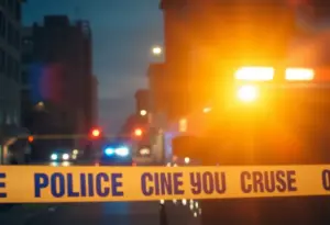 Police lights at a crime scene in Florence