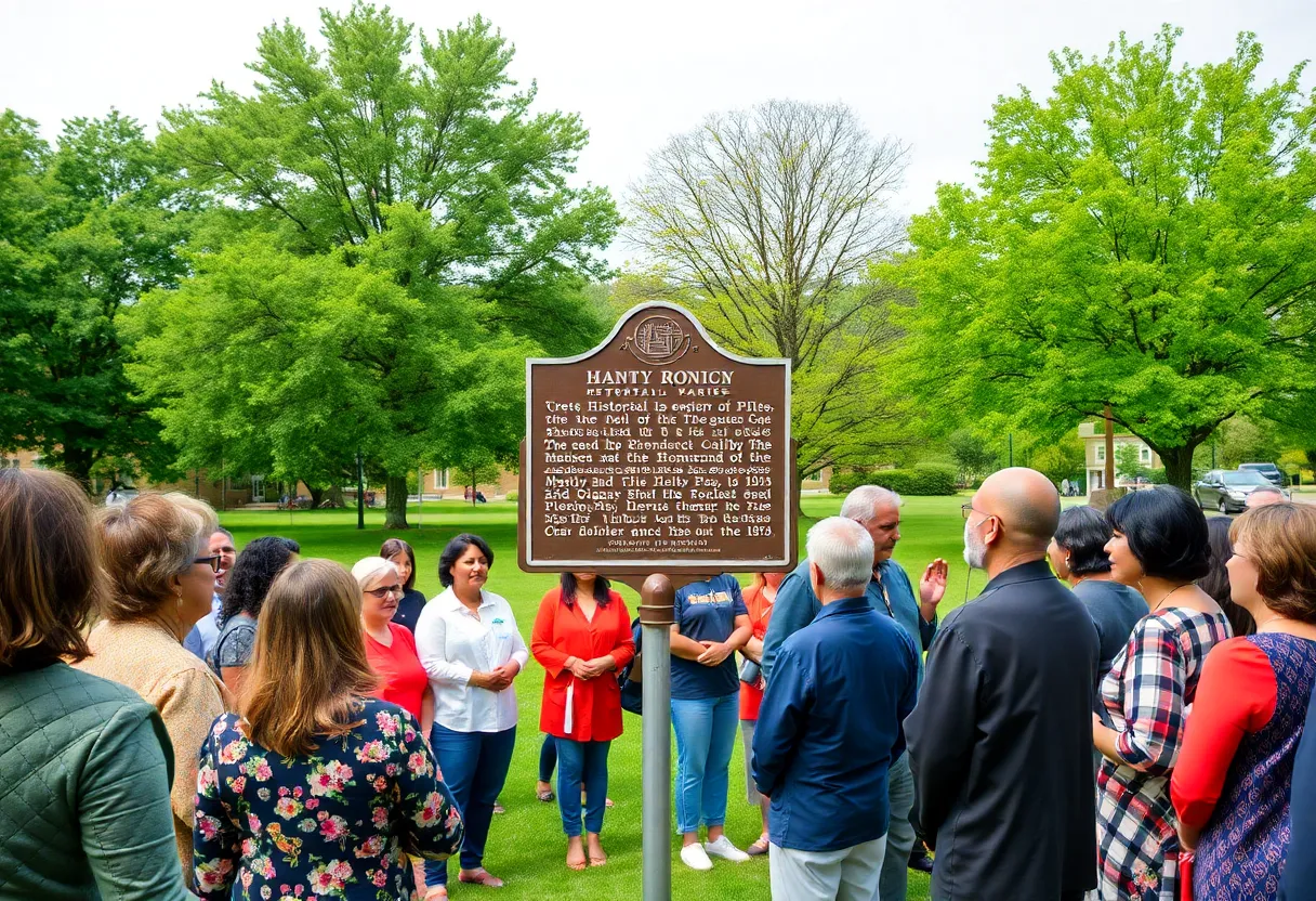 Ceremonial unveiling of a historical marker at Dr. Iola Jones Park