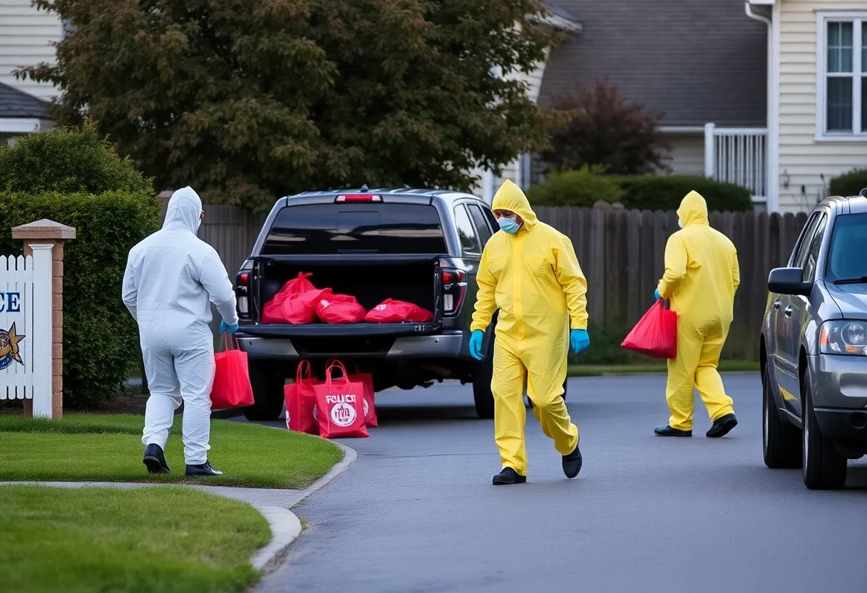 FBI agents in hazmat suits conducting an investigation at a residential area in Florence.