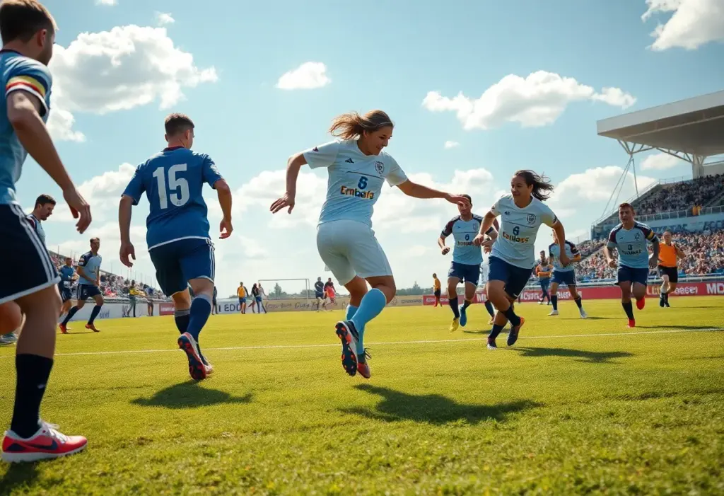Players from FGCU women's soccer in action during a match