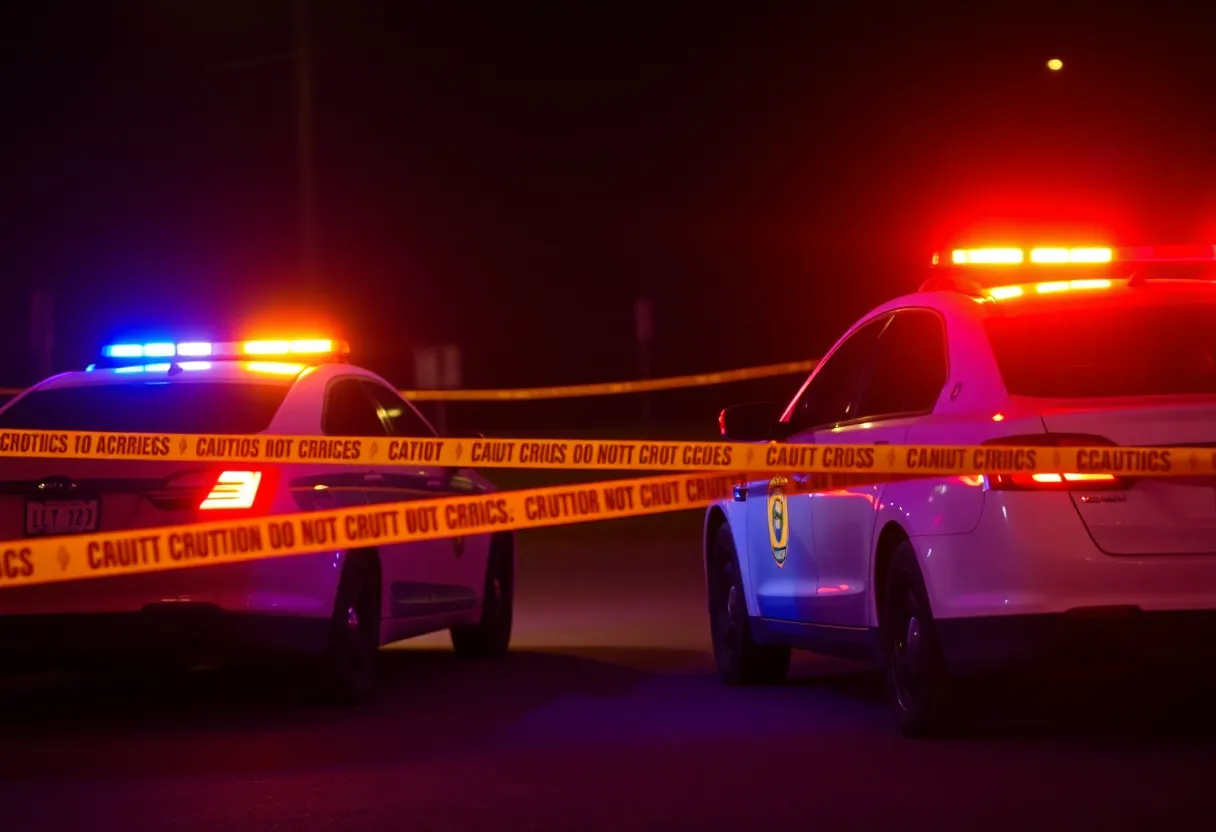 Police car at a shooting crime scene in Florence County