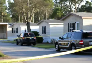 Police presence in a mobile home community in Florence County after a shooting incident