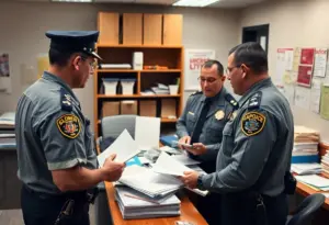 Police officers in an investigative meeting at a station