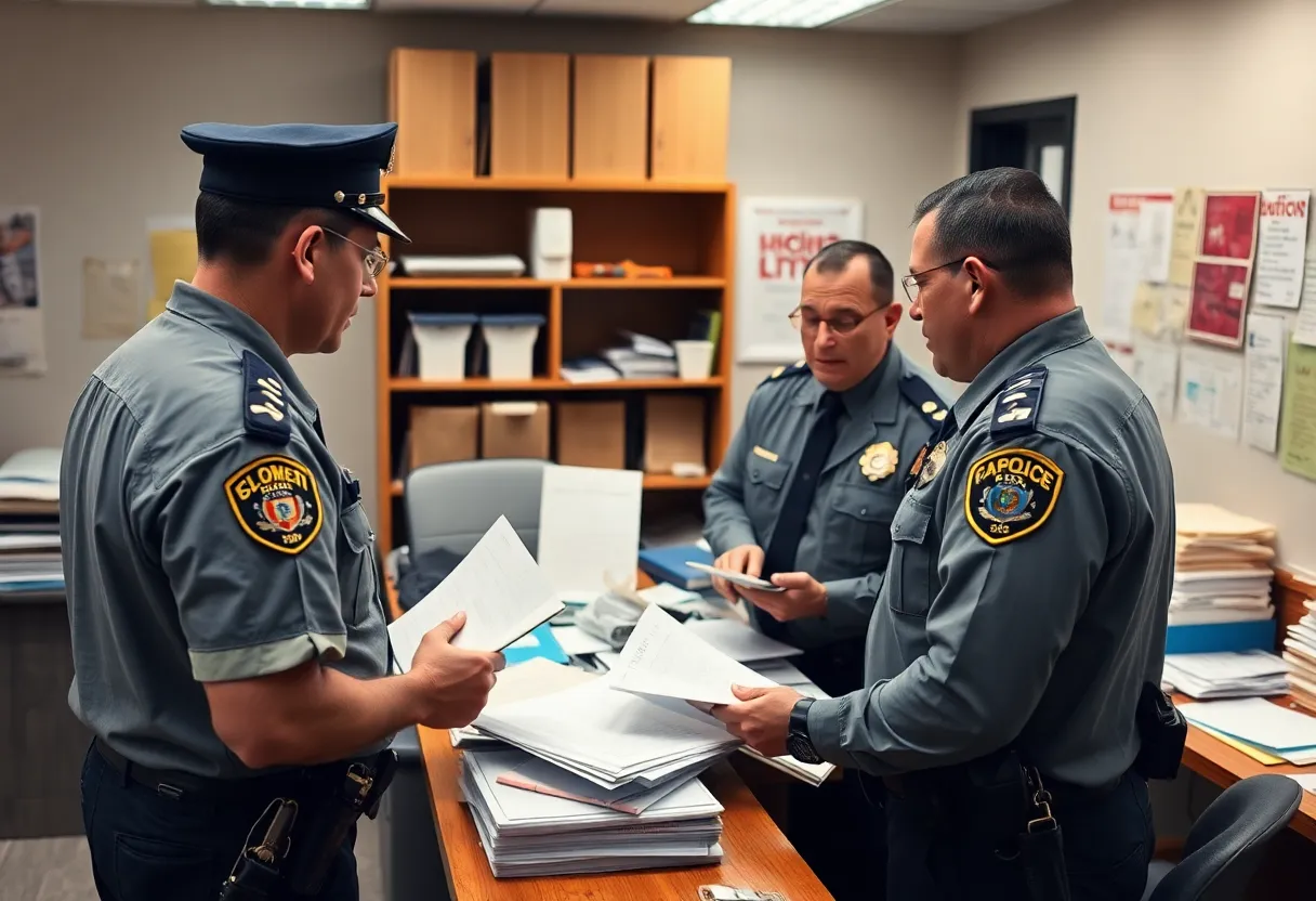 Police officers in an investigative meeting at a station