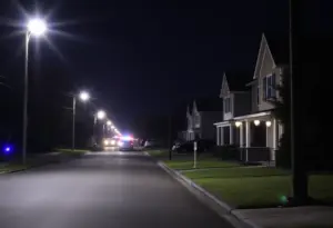 Emergency lights at night in Florence, SC.