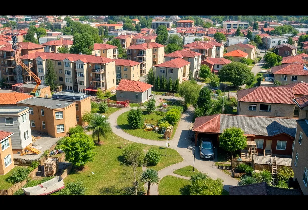 Construction scene of Florence revitalization project showing housing developments
