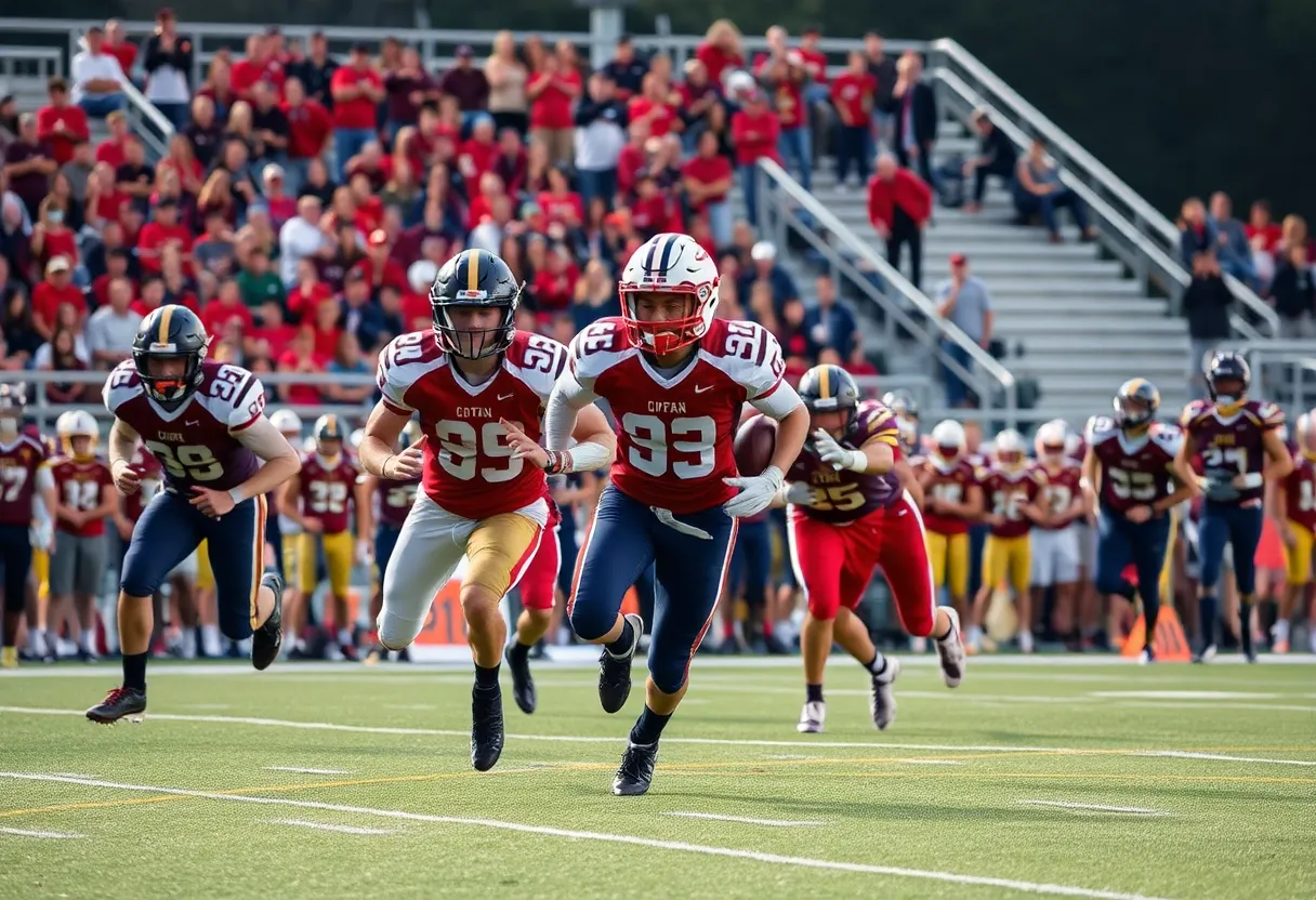 Gaffney High School football team in action during a game