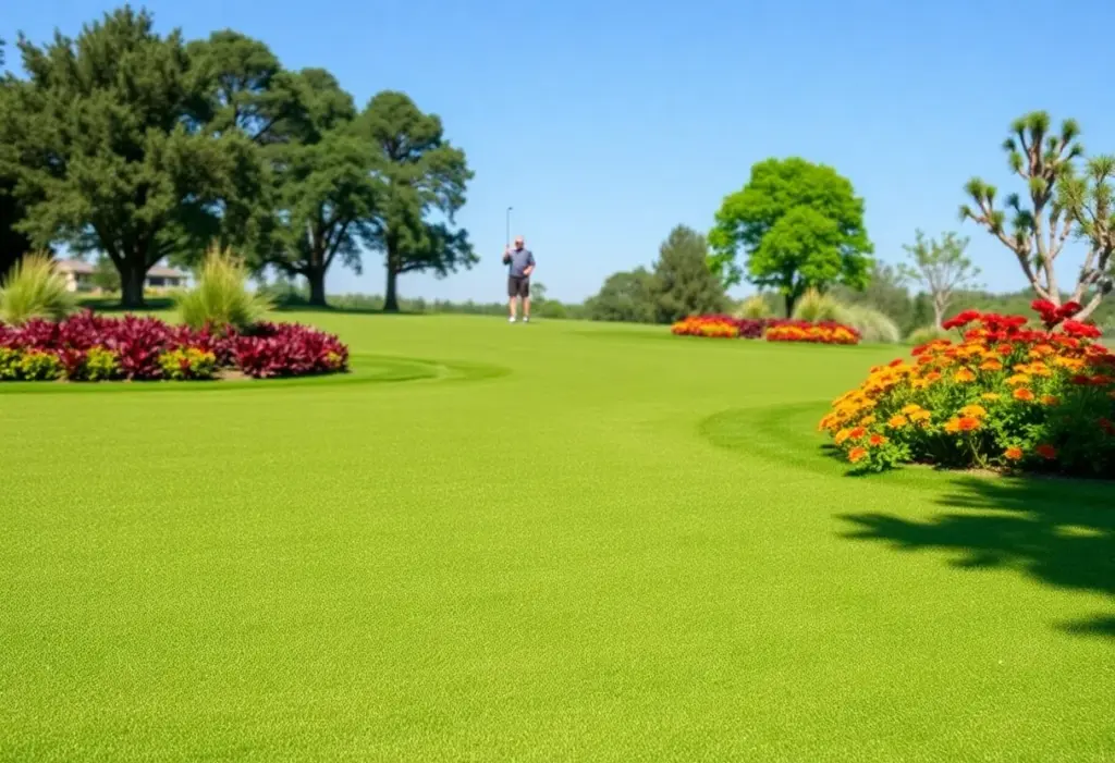 Healthy turfgrass on a golf course, illustrating effective management practices.