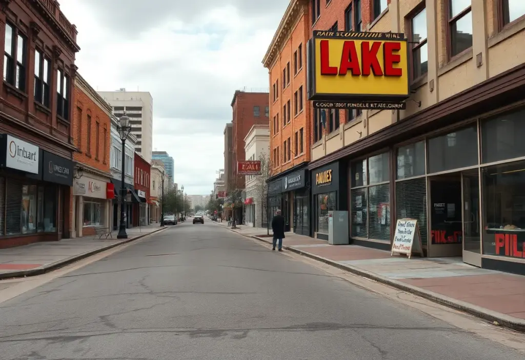 Empty streets in Lake City amidst financial crisis