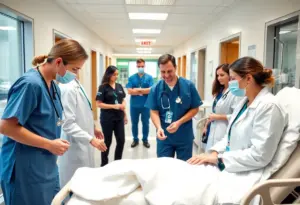 Healthcare professionals at McLeod Health interacting with patients