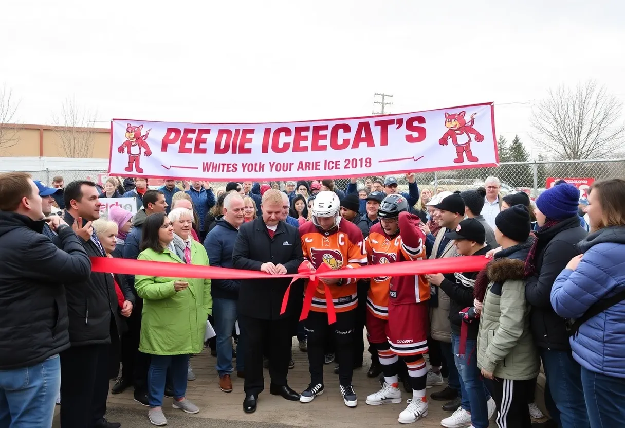 Crowd at Pee Dee IceCats ribbon cutting ceremony