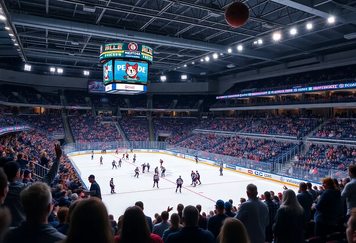Excited fans at a Pee Dee IceCats hockey game in Florence