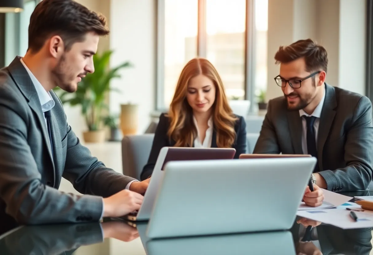 Professionals collaborating on LinkedIn for B2B marketing