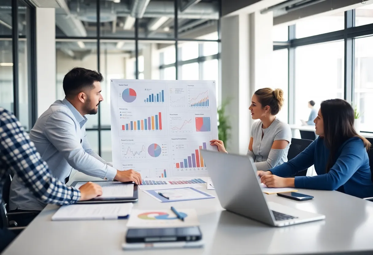 Team developing a digital marketing strategy using customer insights.