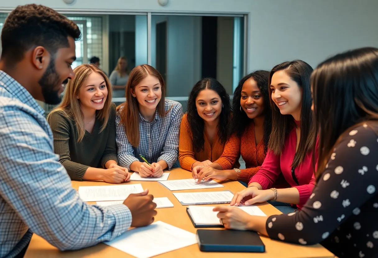 Digital marketing professionals collaborating on storytelling techniques.