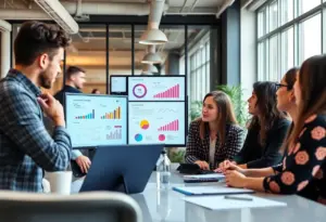 Group of marketers discussing behavioral insights for digital marketing