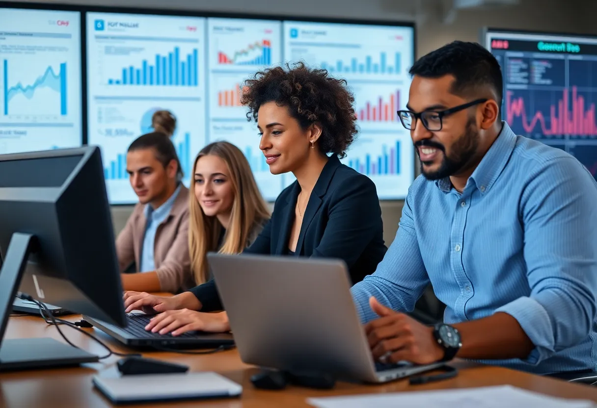 People analyzing cohort data for digital marketing strategies