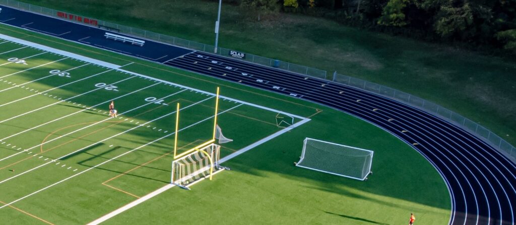Football field yard lines and goal post