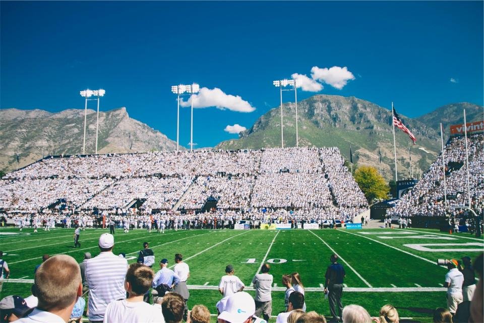 Football on a grassy field