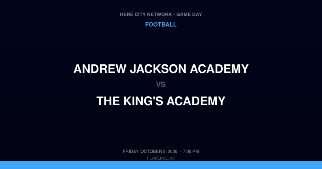 Andrew Jackson Academy vs. The King's Academy — Football Game Day — Florence, SC — Oct 9, 2026