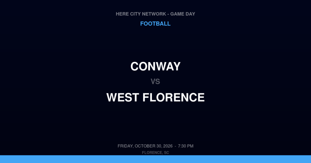 CONWAY vs WEST FLORENCE FOOTBALL game day graphic - Florence, SC