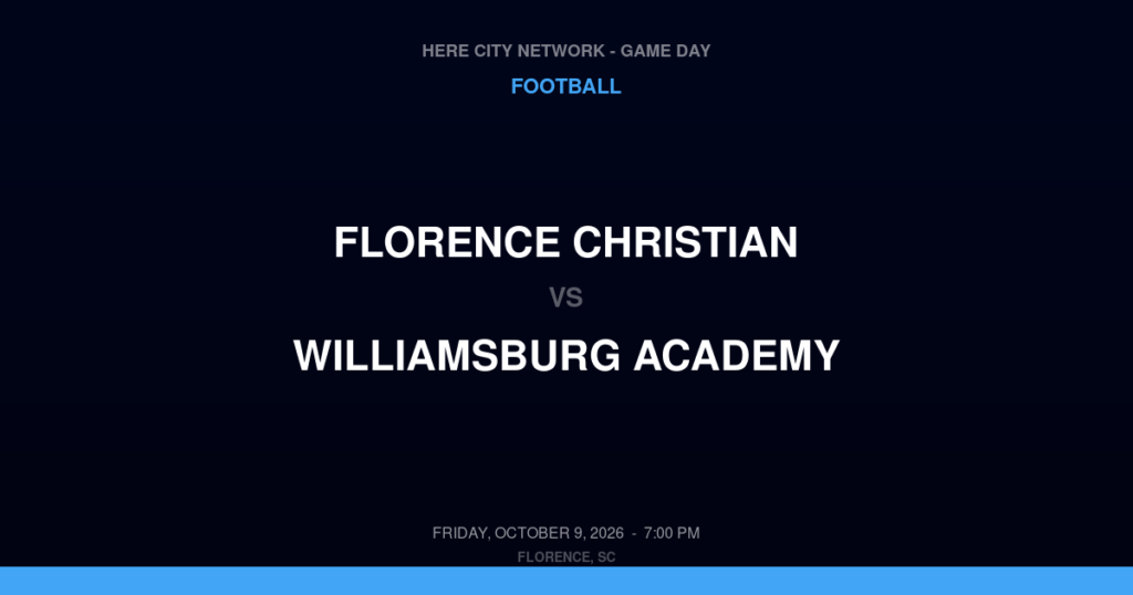 Florence Christian vs. Williamsburg Academy — Football Game Day — Kingstree, SC — Oct 9, 2026