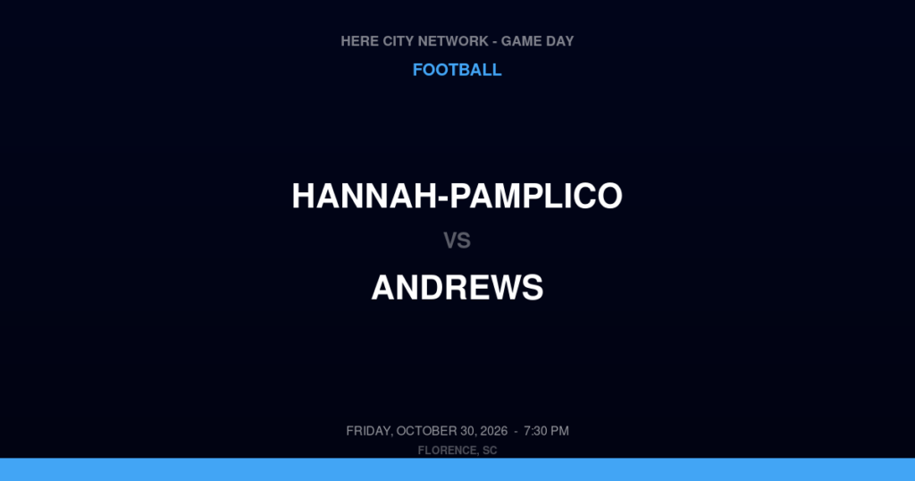 HANNAH-PAMPLICO vs ANDREWS FOOTBALL game day graphic - Florence, SC