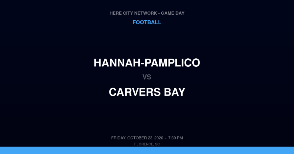 Hannah-Pamplico vs. Carvers Bay — Football Game Day — Hemingway, SC — Oct 23, 2026