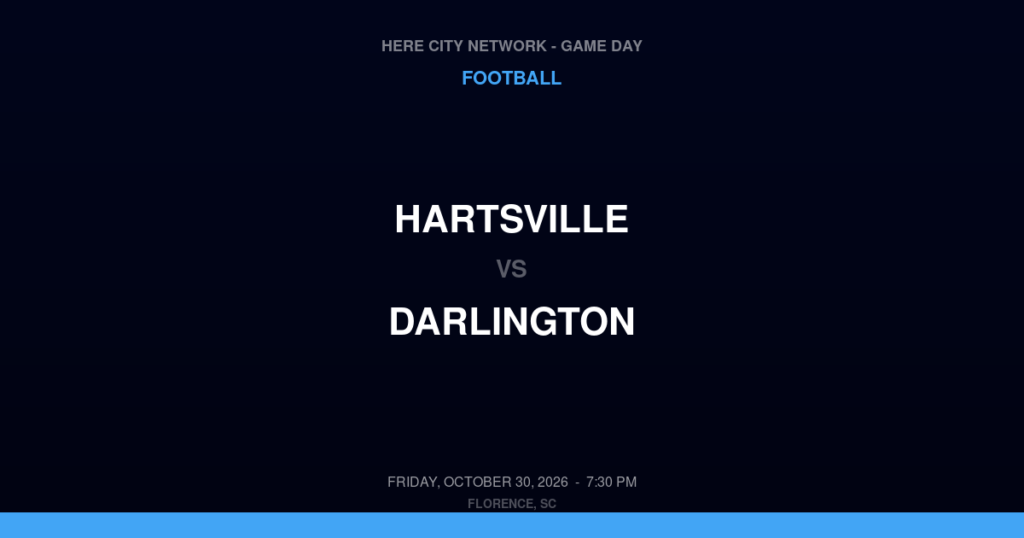 HARTSVILLE vs DARLINGTON FOOTBALL game day graphic - Florence, SC