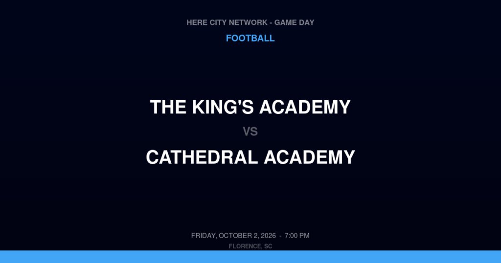 The King's Academy vs. Cathedral Academy — Football Game Day — North Charleston, SC — Oct 2, 2026
