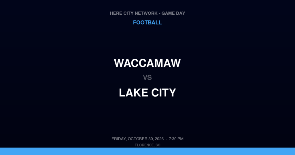 WACCAMAW vs LAKE CITY FOOTBALL game day graphic - Florence, SC